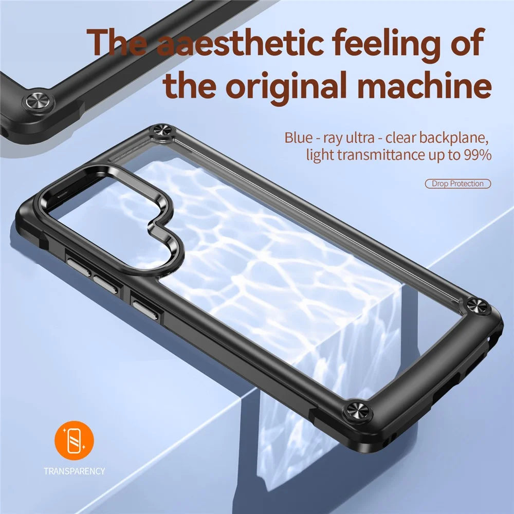 For Samsung Galaxy S25 Ultra Case Anti-Drop Alloy Lens Frame PC+TPU Phone Cover - Black - 2