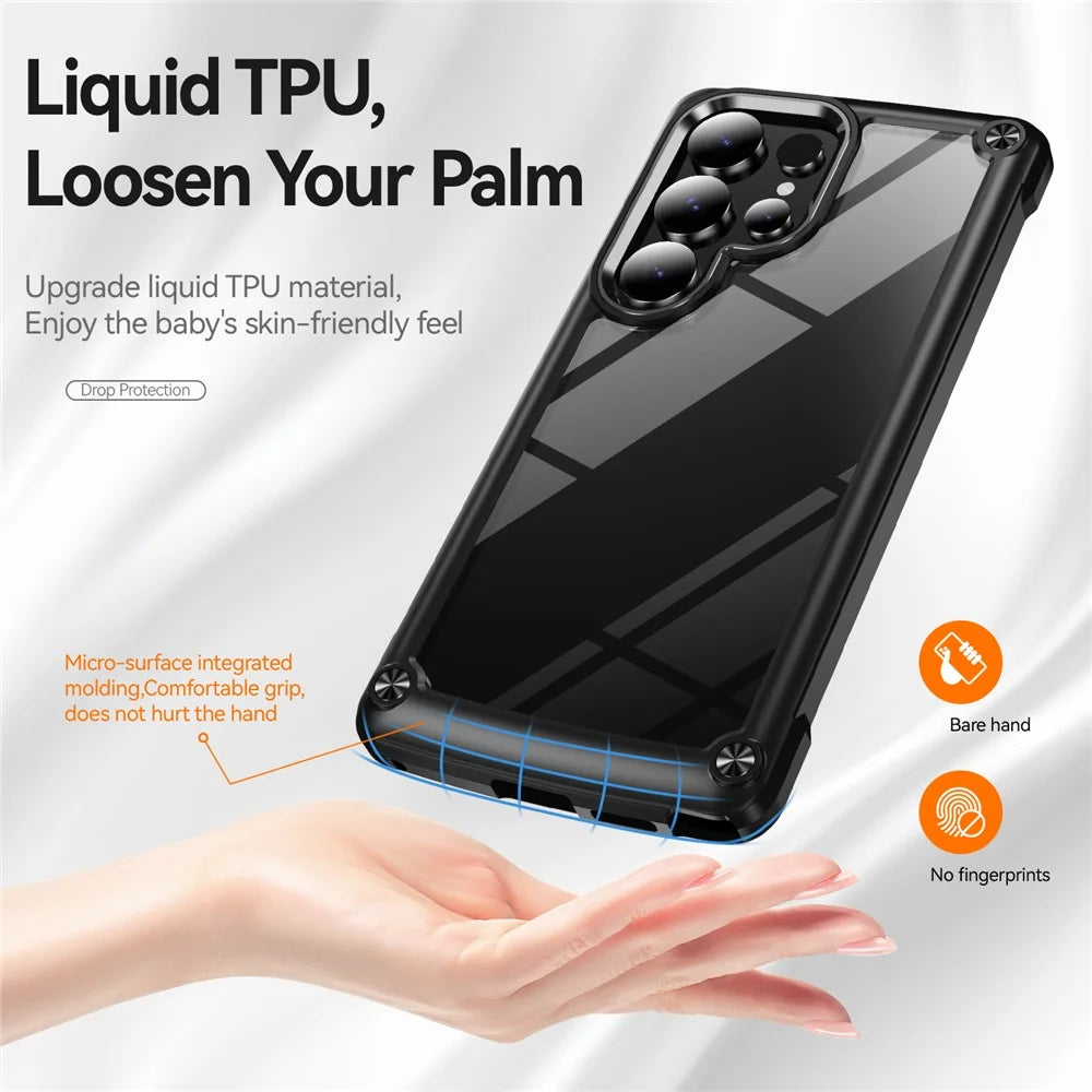 For Samsung Galaxy S25 Ultra Case Anti-Drop Alloy Lens Frame PC+TPU Phone Cover - Black - 3