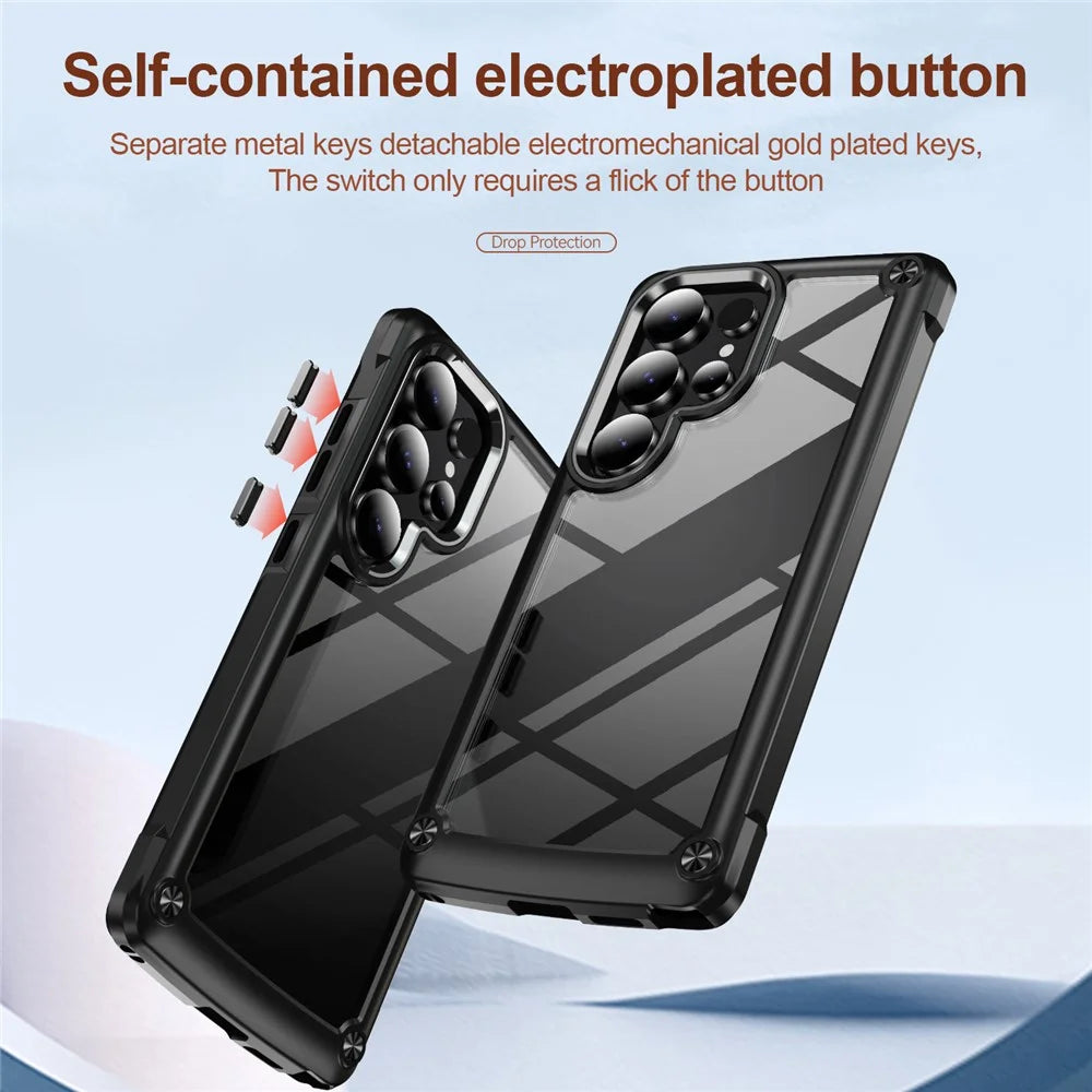 For Samsung Galaxy S25 Ultra Case Anti-Drop Alloy Lens Frame PC+TPU Phone Cover - Black - 7