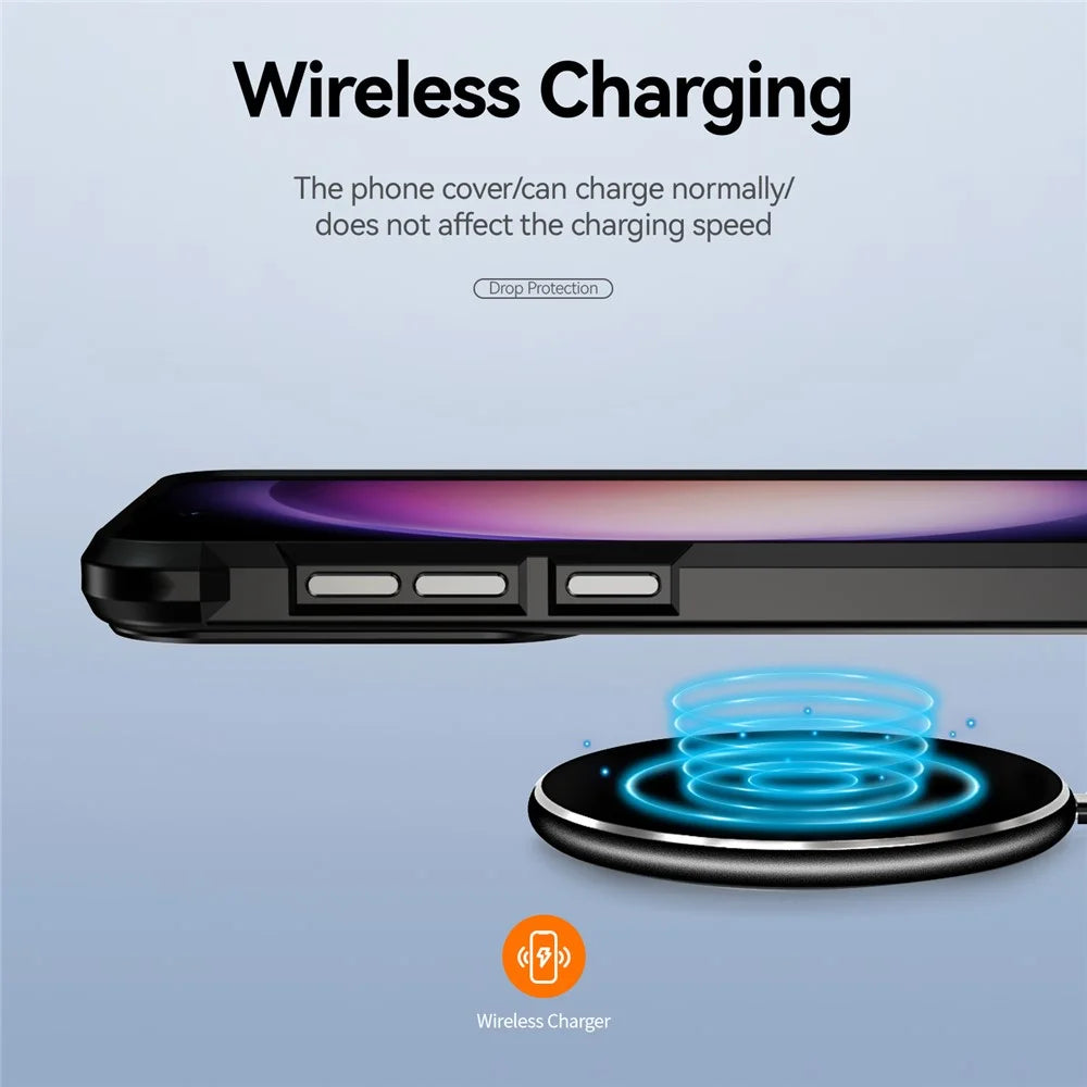 For Samsung Galaxy S25 Case Anti-Drop Alloy Lens Frame PC+TPU Phone Cover - Black - 5
