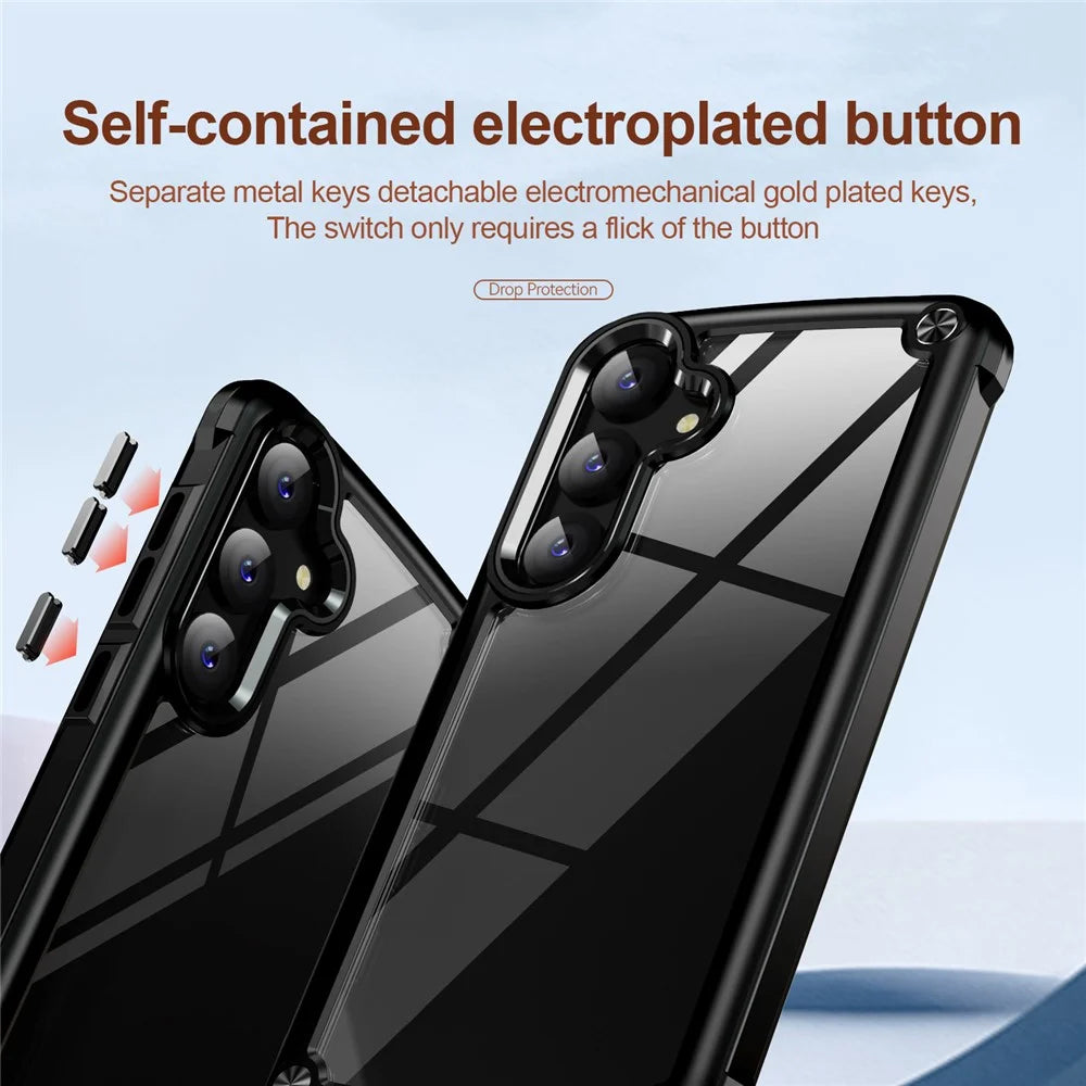 For Samsung Galaxy S25 Case Anti-Drop Alloy Lens Frame PC+TPU Phone Cover - Black - 7
