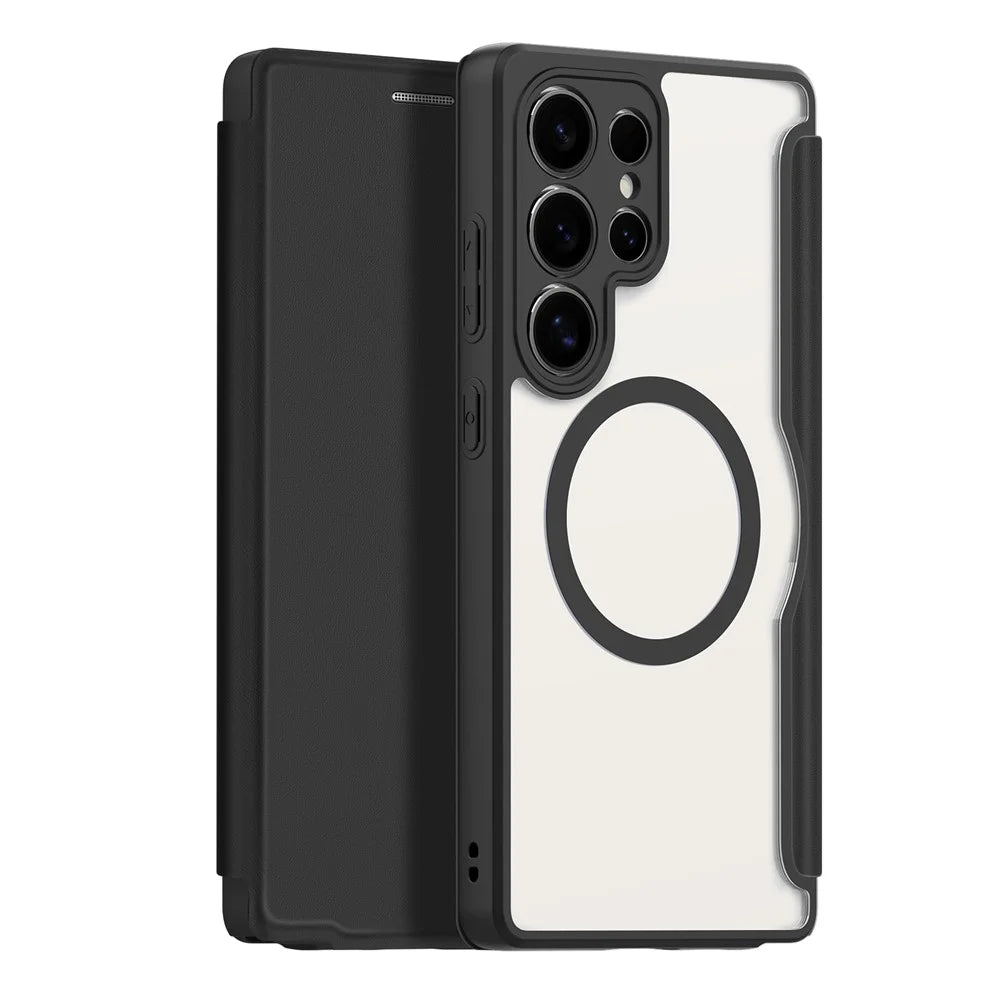 DUX DUCIS For Samsung Galaxy S25 Ultra Leather Case  Skin X Pro Series Flip Cover Magnetic Case - Black - 1
