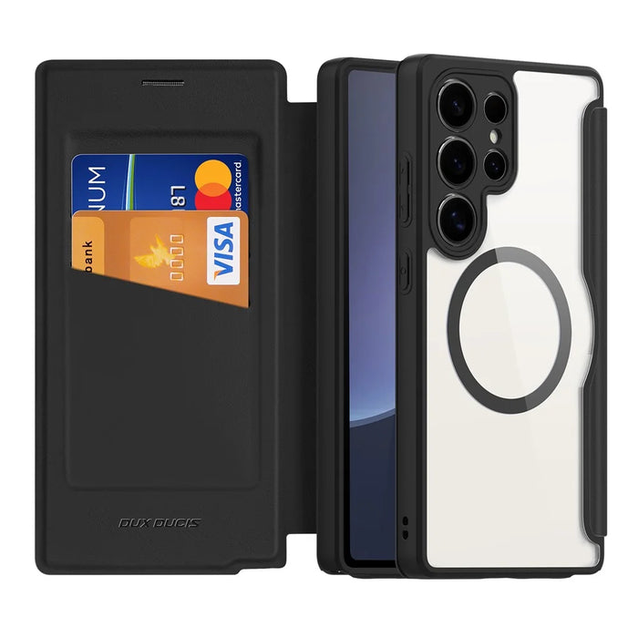 DUX DUCIS For Samsung Galaxy S25 Ultra Leather Case  Skin X Pro Series Flip Cover Magnetic Case - Black - 2