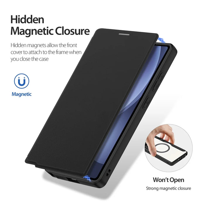 DUX DUCIS For Samsung Galaxy S25 Ultra Leather Case  Skin X Pro Series Flip Cover Magnetic Case - Black - 7