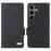 For Samsung Galaxy S25 Ultra Case Leather Wallet Flip Phone Cover with Hardware Decor - Black - 1