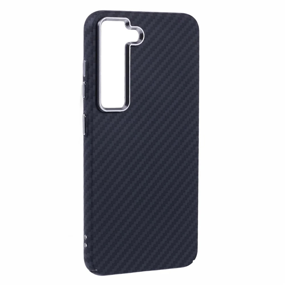 For Samsung Galaxy S23 Case Magnetic Case Carbon Fiber Texture Water-Transfer PC Phone Cover - Black - 3