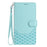 For Samsung Galaxy S25 Case Imprinted Honeycomb RFID Blocking Leather Phone Cover with Strap - Mint Green - 3
