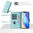 For Samsung Galaxy S25 Case Imprinted Honeycomb RFID Blocking Leather Phone Cover with Strap - Mint Green - 4