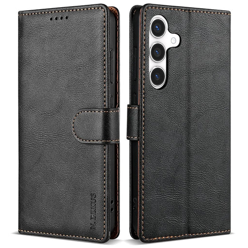 N.BEKUS CSJ-001 For Samsung Galaxy S24 FE Stand Case PU Leather Wallet Phone Cover - Black - 1