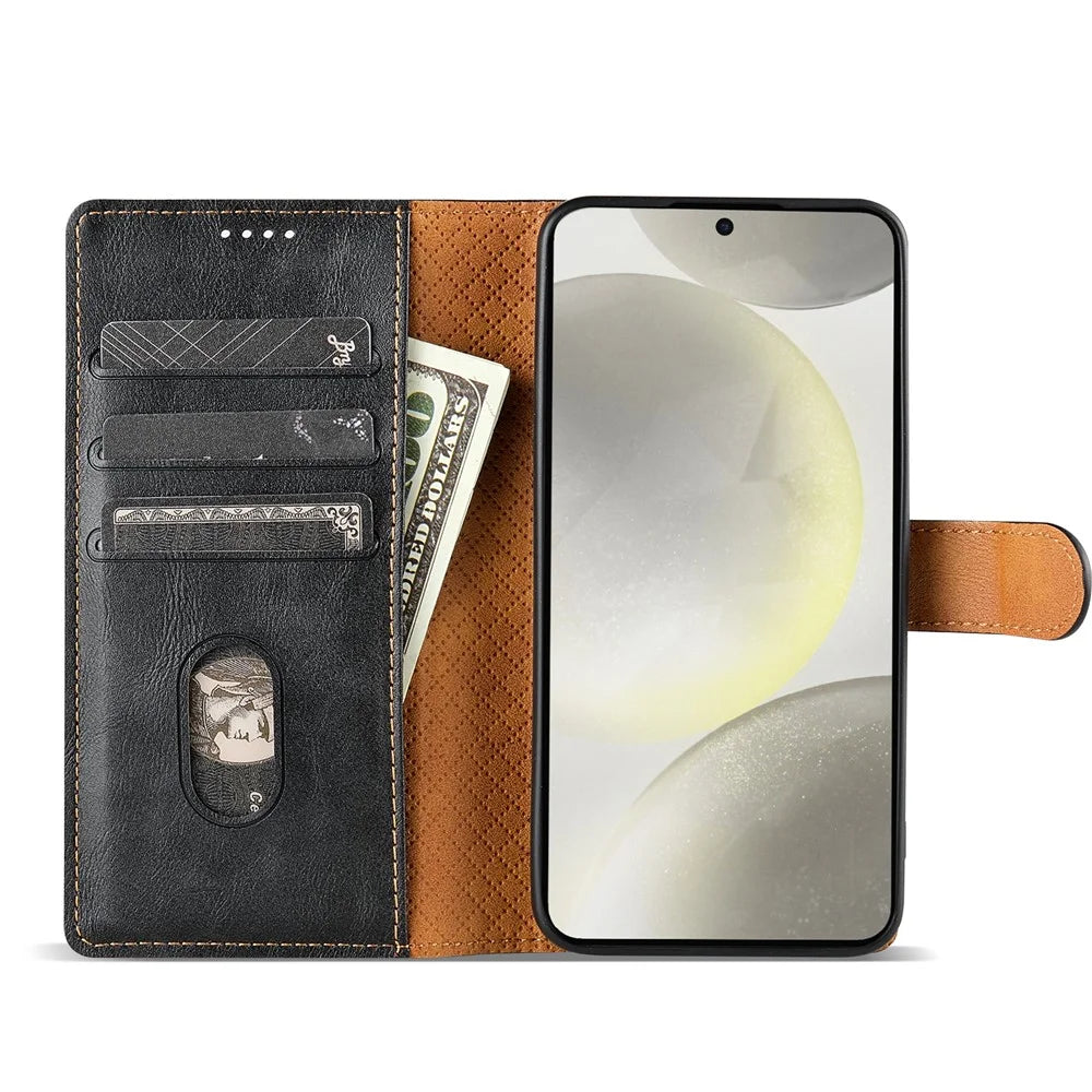 N.BEKUS CSJ-001 For Samsung Galaxy S24 FE Stand Case PU Leather Wallet Phone Cover - Black - 2