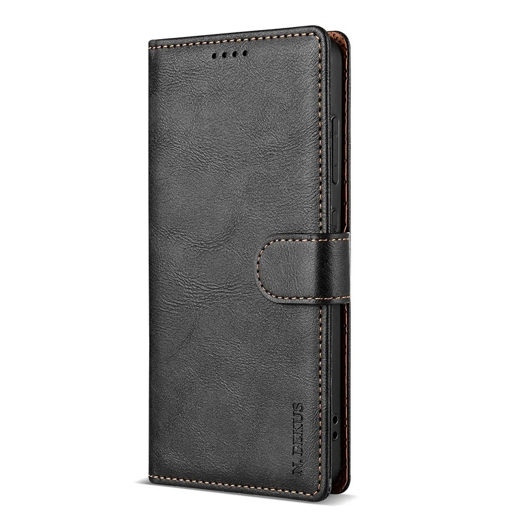 N.BEKUS CSJ-001 For Samsung Galaxy S24 FE Stand Case PU Leather Wallet Phone Cover - Black - 5