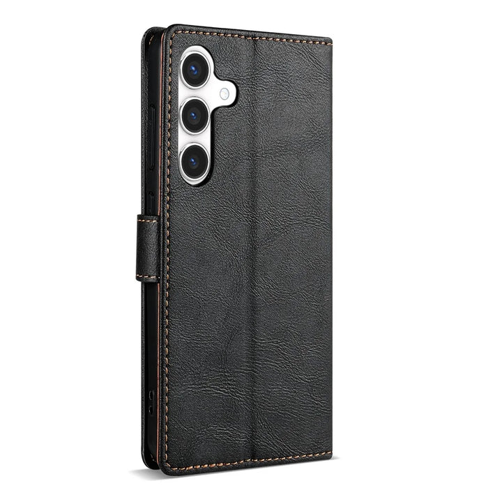 N.BEKUS CSJ-001 For Samsung Galaxy S24 FE Stand Case PU Leather Wallet Phone Cover - Black - 6