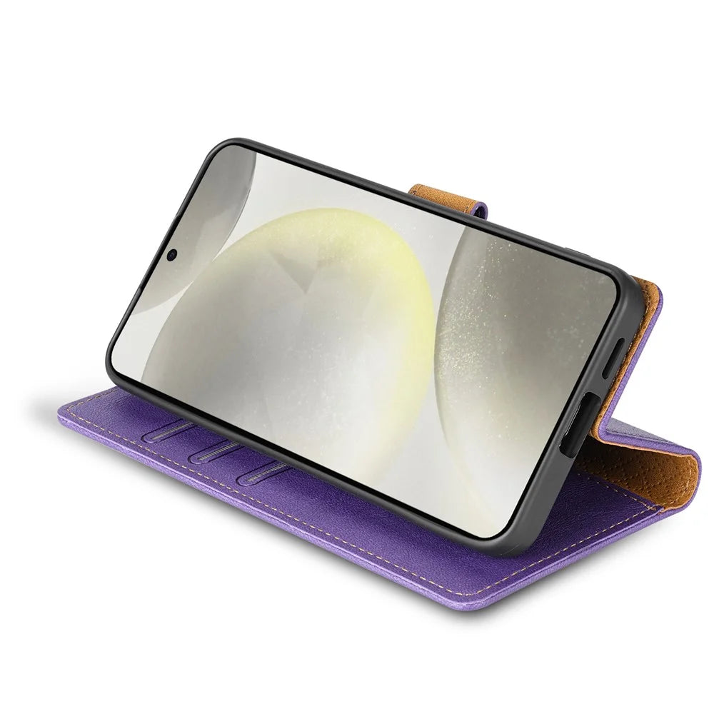 N.BEKUS CSJ-001 For Samsung Galaxy S25 Stand Case PU Leather Wallet Phone Cover - Purple - 3