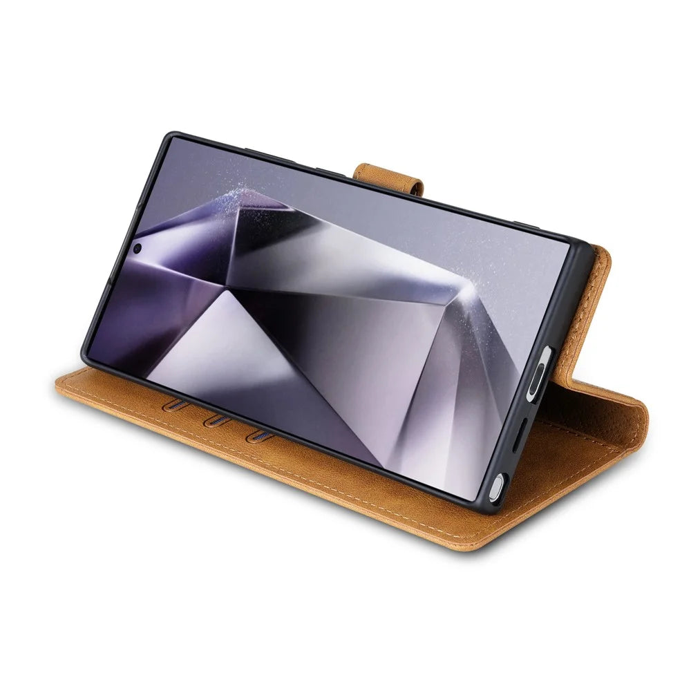 N.BEKUS CSJ-001 For Samsung Galaxy S25 Ultra Stand Case PU Leather Wallet Phone Cover - Brown - 3