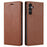 For Samsung Galaxy S24 FE Wallet Case Magnetic Closure PU Leather Phone Cover - Brown - 1