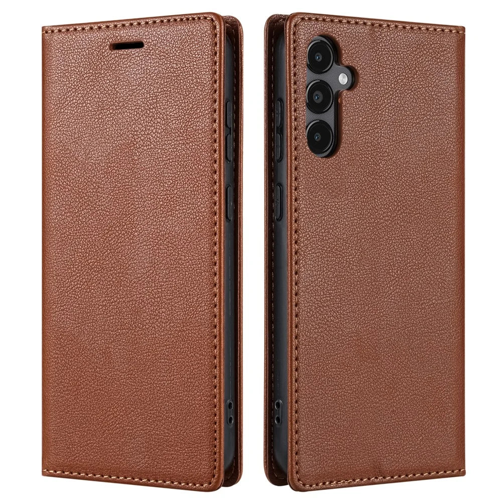 For Samsung Galaxy A16 4G / 5G Wallet Case Magnetic Closure PU Leather Phone Cover - Brown - 1