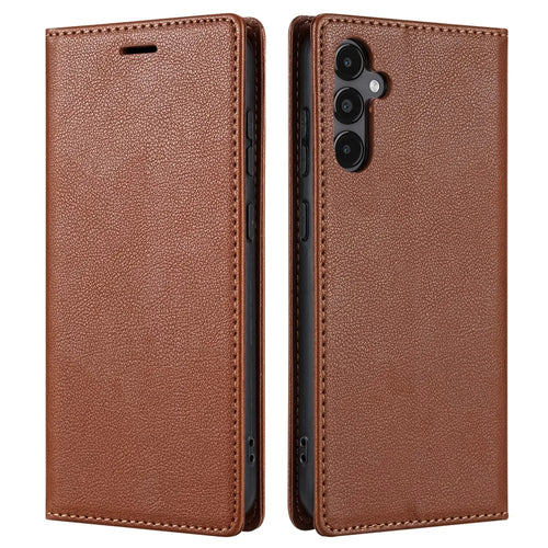 For Samsung Galaxy A16 4G / 5G Wallet Case Magnetic Closure PU Leather Phone Cover - Brown - 1