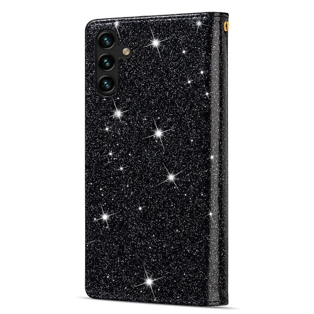 For Samsung Galaxy S25 Case Starry Sky Carving Leather Wallet Phone Cover - Black - 6