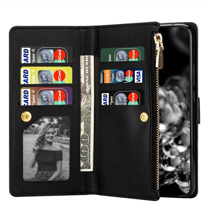 For Samsung Galaxy S24 FE Case Starry Sky Carving Leather Wallet Phone Cover - Black - 3
