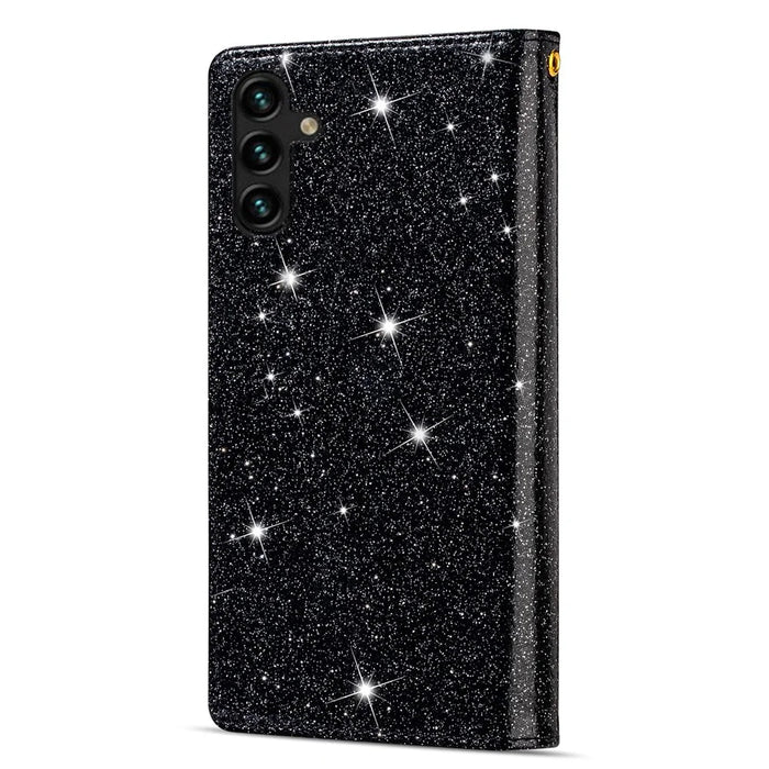 For Samsung Galaxy S24 FE Case Starry Sky Carving Leather Wallet Phone Cover - Black - 6