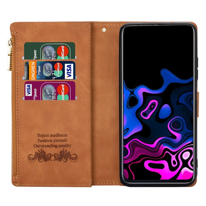 For Samsung Galaxy A16 4G / 5G Wallet Case Color Splicing Leather Phone Cover with Stand - Brown - 3