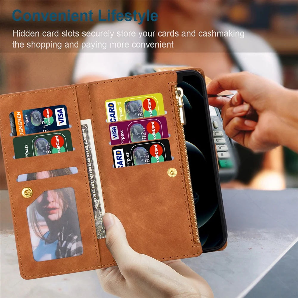 For Samsung Galaxy S25+ Wallet Case Color Splicing Leather Phone Cover with Stand - Brown - 7