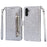 For Samsung Galaxy S25 Stand Case Glitter Phone Leather Cover Zipper Pocket - Silver - 1