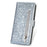 For Samsung Galaxy S25 Stand Case Glitter Phone Leather Cover Zipper Pocket - Silver - 4