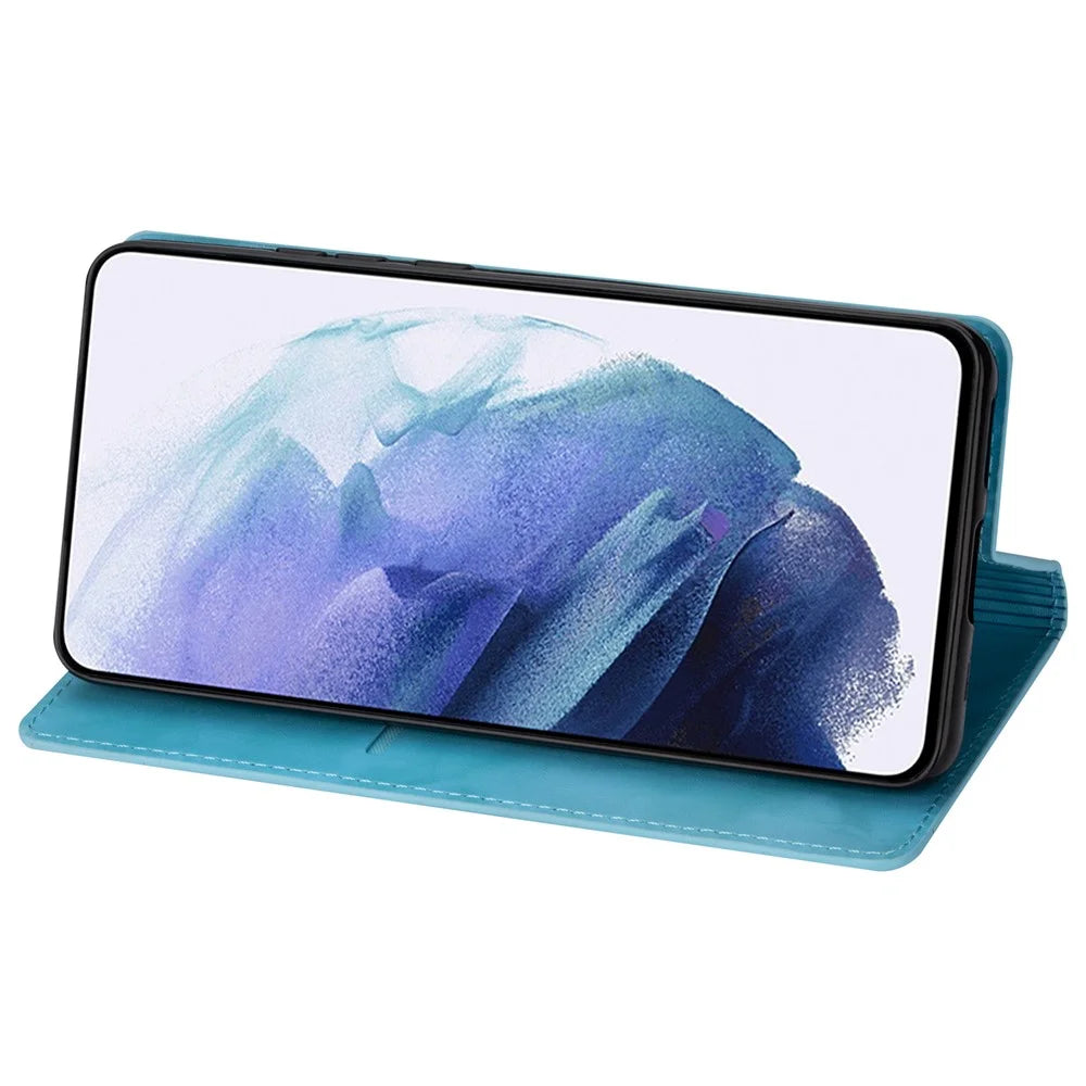 For Samsung Galaxy A16 5G  /  4G Case Glittery PU Leather+TPU Card Slot Phone Cover - Blue - 3