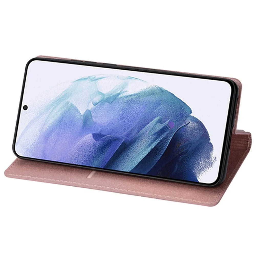 For Samsung Galaxy S25 Ultra Case Glittery PU Leather+TPU Card Slot Phone Cover - Rose Gold - 3