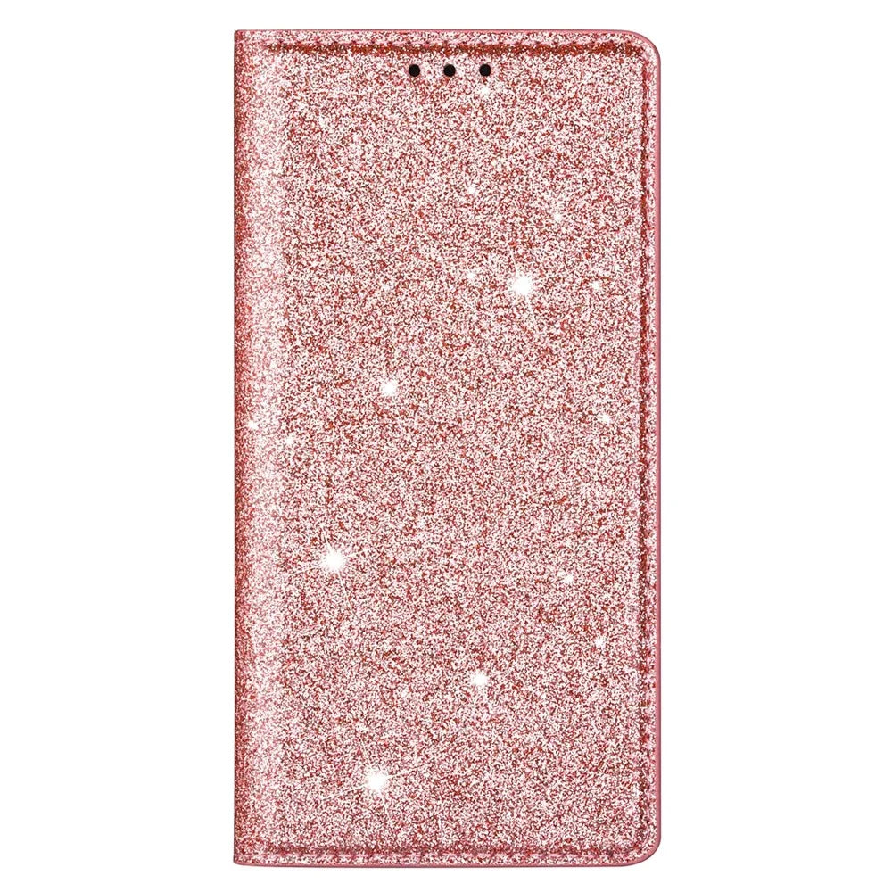 For Samsung Galaxy S25 Ultra Case Glittery PU Leather+TPU Card Slot Phone Cover - Rose Gold - 6