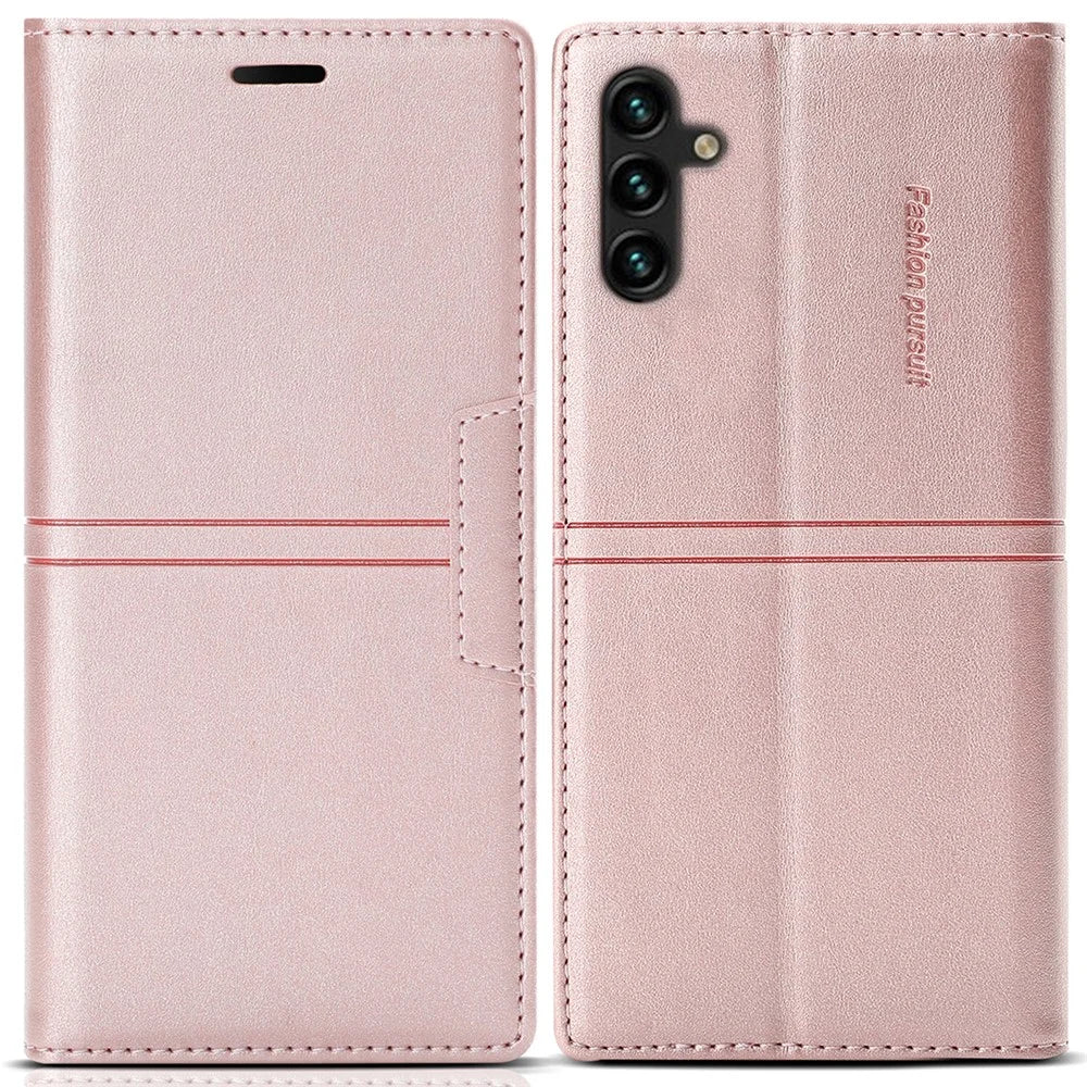 For Samsung Galaxy A16 4G / 5G Wallet Case Magnetic Closing Leather Phone Cover - Rose Gold - 1