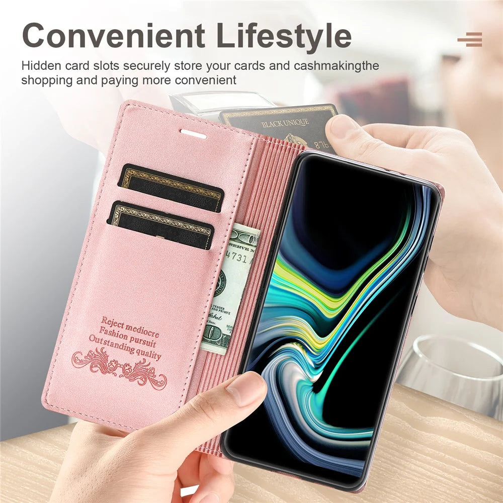 For Samsung Galaxy A16 4G / 5G Wallet Case Magnetic Closing Leather Phone Cover - Rose Gold - 4