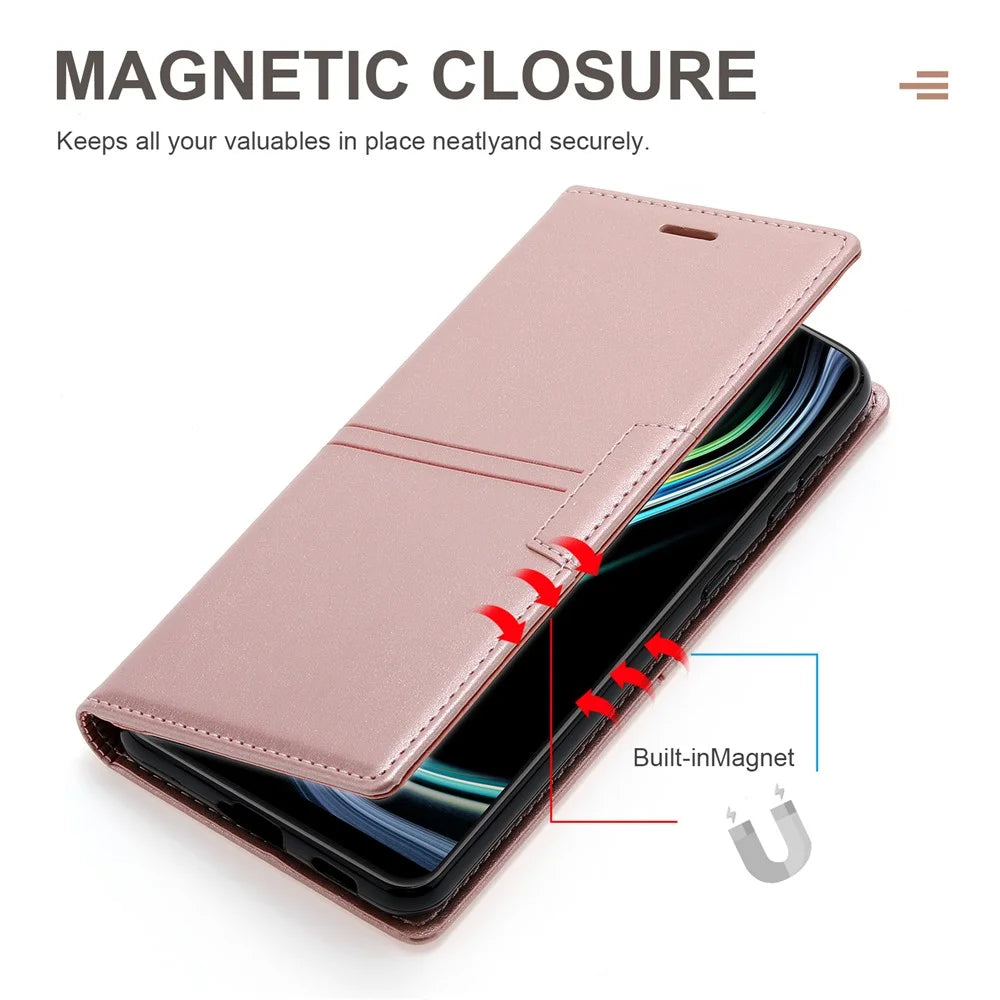 For Samsung Galaxy A16 4G / 5G Wallet Case Magnetic Closing Leather Phone Cover - Rose Gold - 5