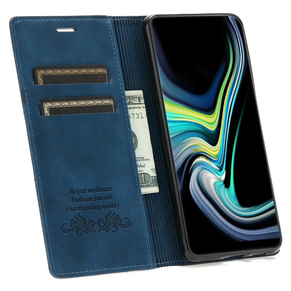 For Samsung Galaxy S24 FE Wallet Case Magnetic Closing Leather Phone Cover - Blue - 2