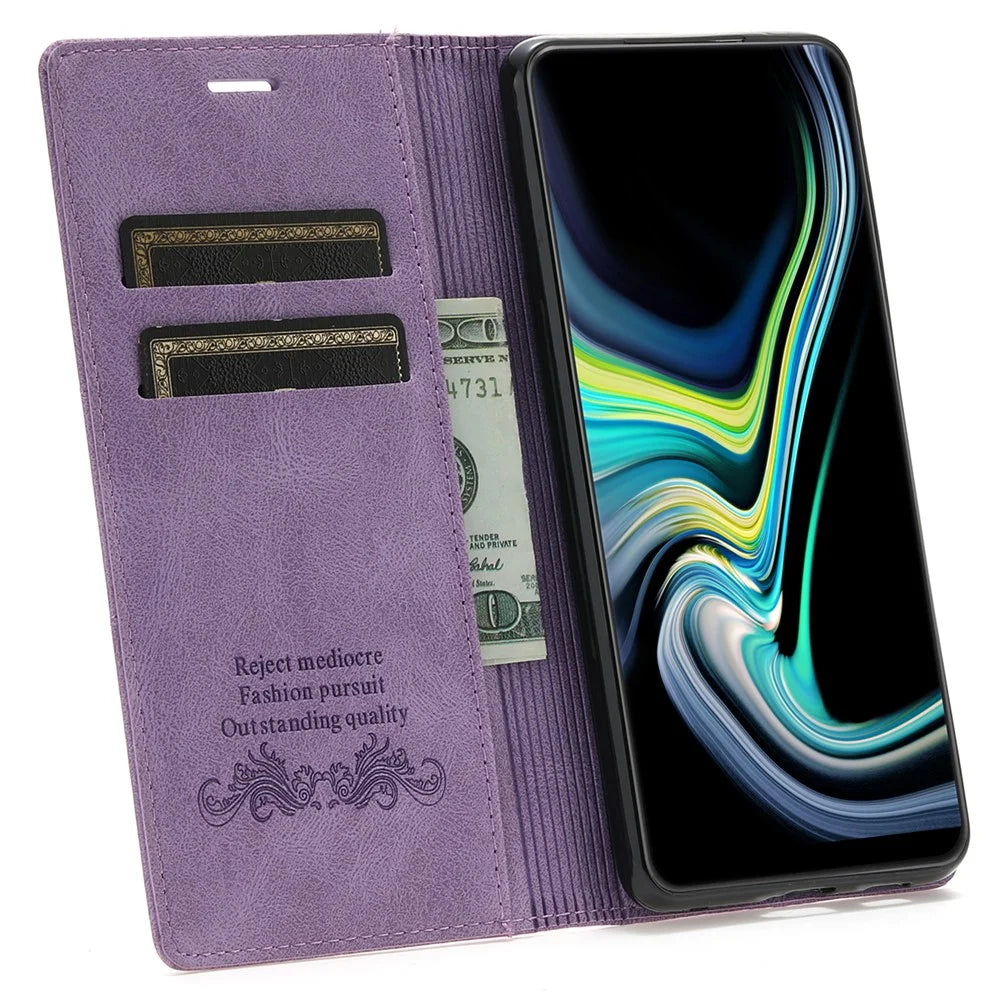 For Samsung Galaxy S25 Wallet Case Magnetic Closing Leather Phone Cover - Purple - 2