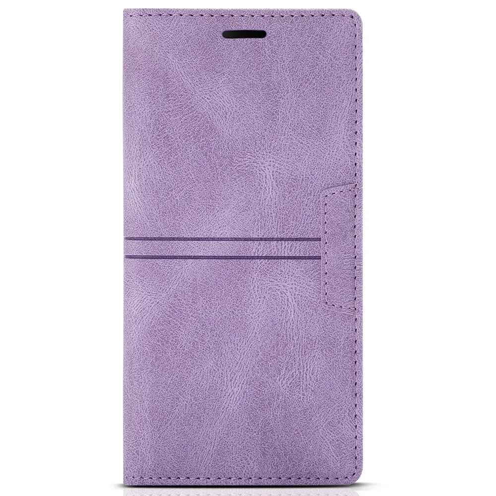 For Samsung Galaxy S25 Wallet Case Magnetic Closing Leather Phone Cover - Purple - 7