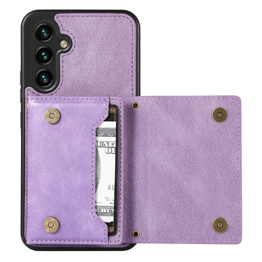 For Samsung Galaxy S24 FE Case Wallet RFID Blocking TPU Leather Phone Cover with Lanyard - Purple - 4