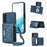 For Samsung Galaxy S25 Case Wallet RFID Blocking TPU Leather Phone Cover with Lanyard - Blue - 1