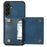 For Samsung Galaxy S25 Case Wallet RFID Blocking TPU Leather Phone Cover with Lanyard - Blue - 4