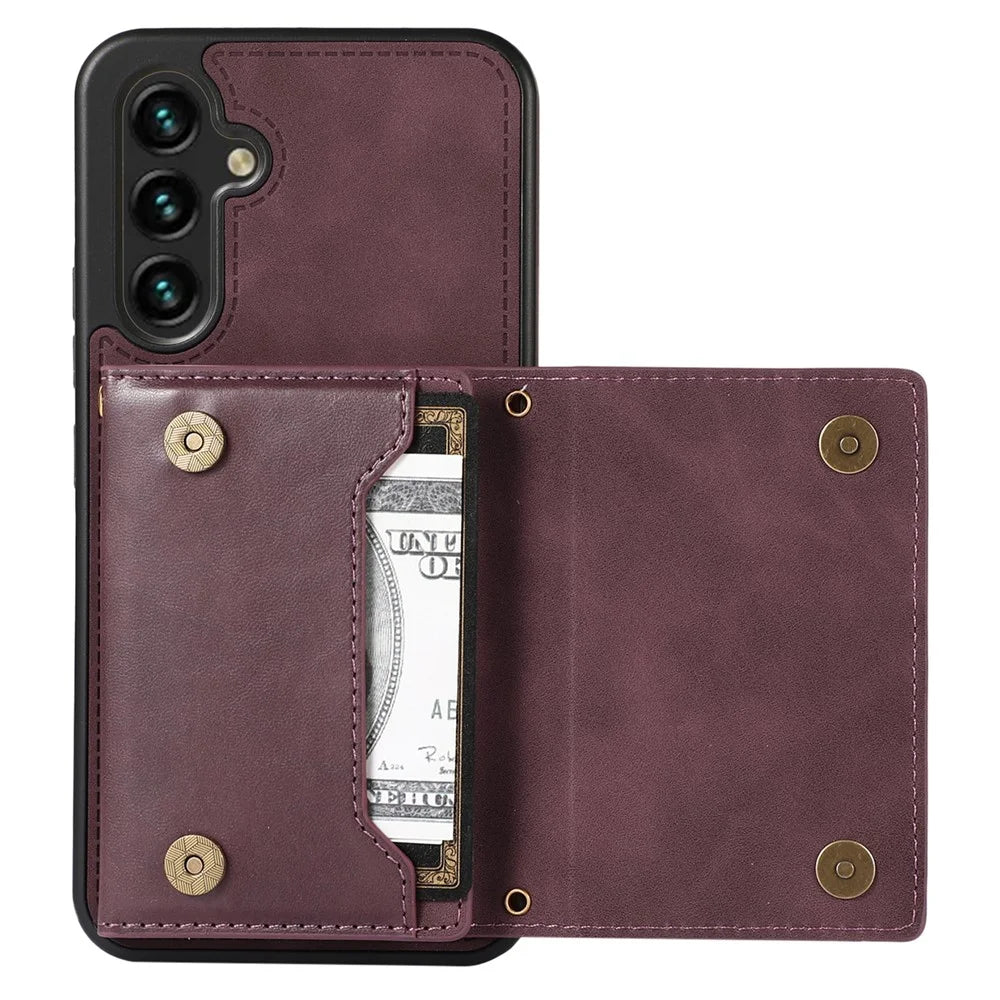 For Samsung Galaxy A16 5G  /  4G Case Wallet RFID Blocking TPU Leather Phone Cover with Lanyard - Red - 4