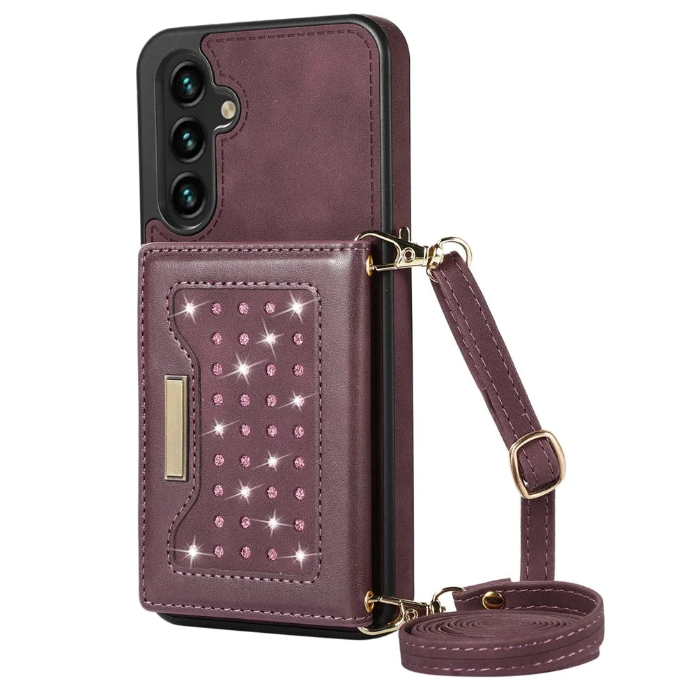 For Samsung Galaxy A16 5G  /  4G Case Wallet RFID Blocking TPU Leather Phone Cover with Lanyard - Red - 6