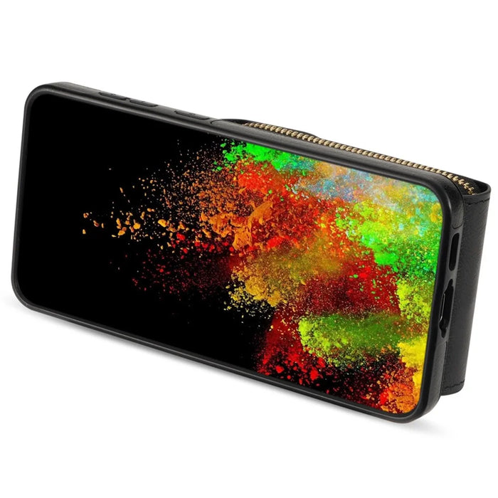 For Samsung Galaxy A16 5G  /  4G Case Zipper Wallet Leather+TPU Phone Cover with Strap - Black - 2