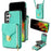 For Samsung Galaxy S25+ Case Zipper Wallet Leather+TPU Phone Cover with Strap - Mint Green - 1