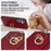 For Samsung Galaxy S24 FE Case Ring Kickstand PU+TPU Card Holder Phone Cover - Red - 7