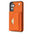 For Samsung Galaxy S25 Case Card Slots PU+TPU Cell Phone Cover with Long Strap - Orange - 7