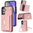 For Samsung Galaxy S25+ Case Card Slots PU+TPU Cell Phone Cover with Long Strap - Pink - 1