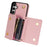 For Samsung Galaxy S25+ Case Card Slots PU+TPU Cell Phone Cover with Long Strap - Pink - 3