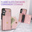 For Samsung Galaxy S25+ Case Card Slots PU+TPU Cell Phone Cover with Long Strap - Pink - 5