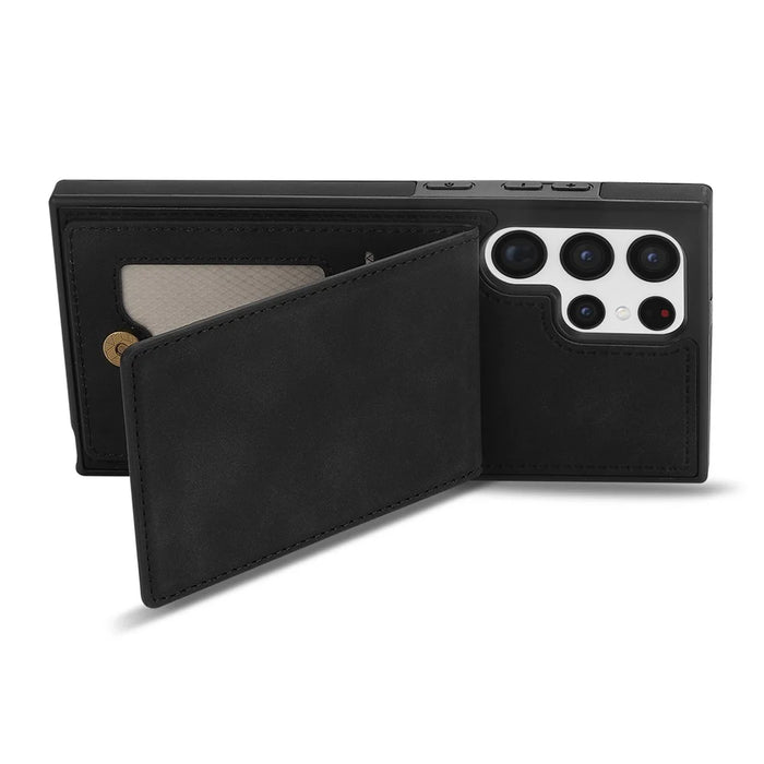 For Samsung Galaxy S25 Ultra Case RFID Blocking Card Slots TPU+PU Leather Phone Cover - Black - 3